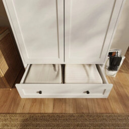 3-En-1 White 2 Door 2 Drawer Panelled Wardrobe W/ Top Hanging Rail Freestanding Storage - thumbnail 6