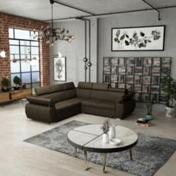 Furnipol Boston Maxi 4 Seater Corner Sofa Bed Universal Orientation Fabric Upholstery Built In Storage Container Brown
