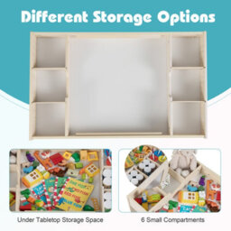 Gainoom Multifunctional Kids Natural Table & 2 Chairs Set Wooden Activity Table For Children With Removable Double-Sized Tabletop - thumbnail 6