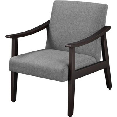 Armchair Stylish Modern Living Room Accent Chair Wood Frame Armchair Dark Gray - image 1