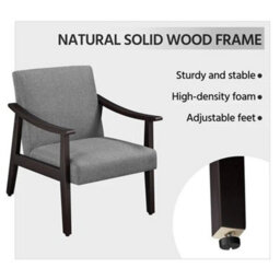 Armchair Stylish Modern Living Room Accent Chair Wood Frame Armchair Dark Gray - thumbnail 3