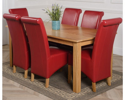That's Furniture Oslo 180 X 90 Cm Large Oak Dining Table And 6 Chairs Dining Set With Montana Burgundy Leather Chairs - image 1
