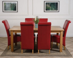 That's Furniture Oslo 180 X 90 Cm Large Oak Dining Table And 6 Chairs Dining Set With Montana Burgundy Leather Chairs - thumbnail 2