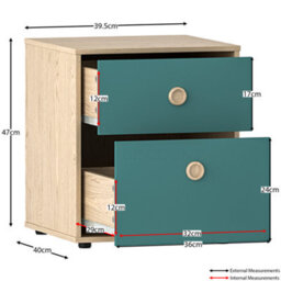 Lassic Junior Vida Neptune Blue & Oak 3 Piece Bedroom Furniture Set - Bedside Table, Drawer Chest, Wardrobe - thumbnail 3