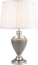 Lighting Supermarket Hepburn Large Ceramic Table Lamp Ivory Pleated Shade Modern Grey Silver Finish 58Cm - thumbnail 2