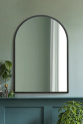 Mirroroutlet The Arcus Black Metal Framed Arched Wall Mirror 100Cm X 70Cm - thumbnail 5