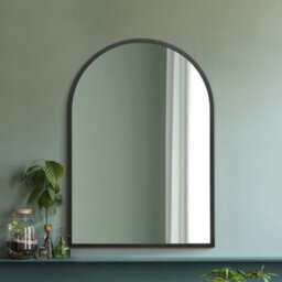 Mirroroutlet The Arcus Black Metal Framed Arched Wall Mirror 100Cm X 70Cm - thumbnail 1