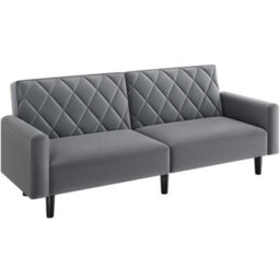 Yaheetech Velvet 2 Seater Convertible Sofa Couch - Dark Grey - thumbnail 2