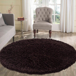 Desire Rugs Plain Living Room Shaggy Area Rugs Brown Round 120X120 Cm - thumbnail 1