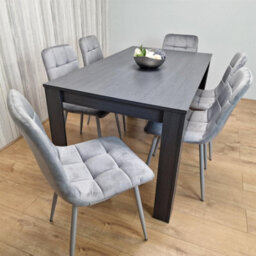 Kosy Koala Dining Table And 6 Chairs  Black Dark Grey 6 Grey Velvet Chairs Wood Dining Set Furniture - thumbnail 6