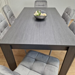 Kosy Koala Dining Table And 6 Chairs  Black Dark Grey 6 Grey Velvet Chairs Wood Dining Set Furniture - thumbnail 8