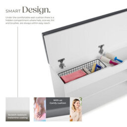 Tectake Shoe Rack Natalya - 4 Storage Spaces, Bench Seat Cushion, For 9 Pairs Of Shoes - 104 Cm - White - thumbnail 3