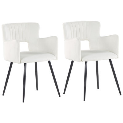 Beliani Set Of 2 Dining Chairs Sanilac Velvet White - image 1
