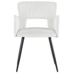 Beliani Set Of 2 Dining Chairs Sanilac Velvet White - thumbnail 4