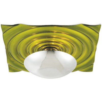 Luminosa Lighting Luminosa Onda Patterned Glass Flush Ceiling Light Green