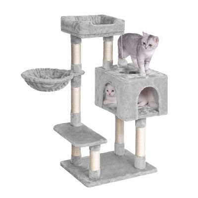 Dogat 39In Multi-Level Cat Tower With Condo, Hammock, Sisal Scratching Posts And Stable Weighted Base, Grey - image 1
