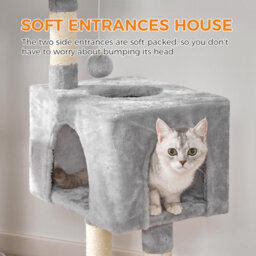Dogat 39In Multi-Level Cat Tower With Condo, Hammock, Sisal Scratching Posts And Stable Weighted Base, Grey - thumbnail 6