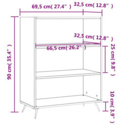 Berkfield Bookcase High Gloss White 69.5X32.5X90 Cm Engineered Wood - thumbnail 9