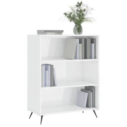 Berkfield Bookcase High Gloss White 69.5X32.5X90 Cm Engineered Wood - thumbnail 3