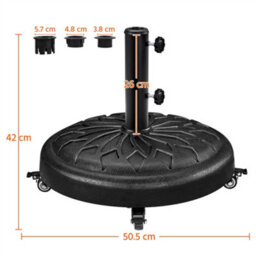 Yaheetech Black Outdoor Patio Rolling Heavy-Duty Self-Weight Market Umbrella Base Stand - thumbnail 3