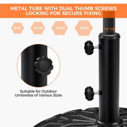 Yaheetech Black Outdoor Patio Rolling Heavy-Duty Self-Weight Market Umbrella Base Stand - thumbnail 5