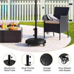 Yaheetech Black Outdoor Patio Rolling Heavy-Duty Self-Weight Market Umbrella Base Stand - thumbnail 7