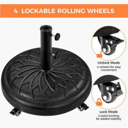 Yaheetech Black Outdoor Patio Rolling Heavy-Duty Self-Weight Market Umbrella Base Stand - thumbnail 4