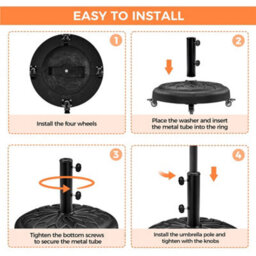 Yaheetech Black Outdoor Patio Rolling Heavy-Duty Self-Weight Market Umbrella Base Stand - thumbnail 8