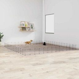 Berkfield Durable 52-Panel Pet Cage With Door Black 35X35 Cm Steel - thumbnail 2