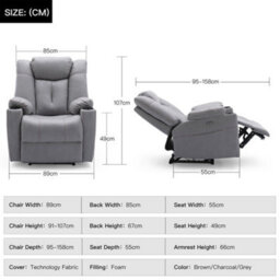 More4Homes Afton Electric Fabric Auto Recliner Armchair Gaming Usb Lounge Sofa Chair Grey - thumbnail 9