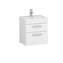 Royal Bathrooms Turin Gloss White 500mm Wall Hung Vanity Unit 2 Drawer With Mid-Edge Basin Sink - thumbnail 6