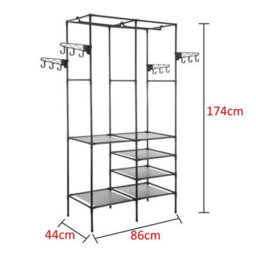 Heavy Duty Clothes Rail Rack 108X36X170Cm Black Metal Garment Hanging Stand With Shelves - thumbnail 2