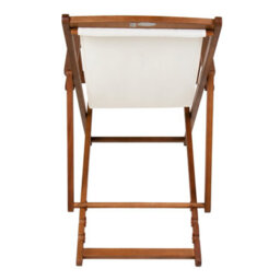Charles Bentley Folding Fsc Eucalyptus Wooden Deck Chair Beach Sun Lounger Cream - thumbnail 5