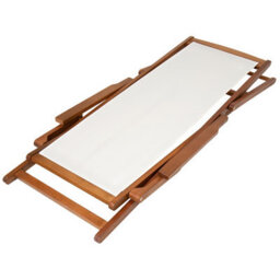 Charles Bentley Folding Fsc Eucalyptus Wooden Deck Chair Beach Sun Lounger Cream - thumbnail 6