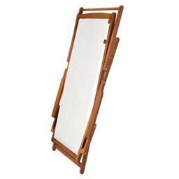 Charles Bentley Folding Fsc Eucalyptus Wooden Deck Chair Beach Sun Lounger Cream - thumbnail 7