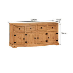 Mercers Furniture Corona 4 Door 4 Drawer Sideboard Large Cabinet Storage Solid Wood Pine Wooden With Mexican Styling - thumbnail 4