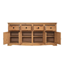 Mercers Furniture Corona 4 Door 4 Drawer Sideboard Large Cabinet Storage Solid Wood Pine Wooden With Mexican Styling - thumbnail 5