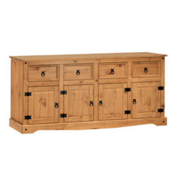 Mercers Furniture Corona 4 Door 4 Drawer Sideboard Large Cabinet Storage Solid Wood Pine Wooden With Mexican Styling - thumbnail 2