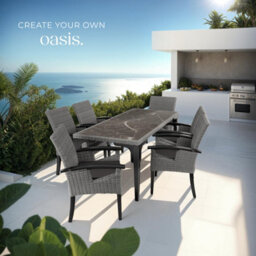 Tectake Garden Table And Chairs - Foggia Dining Table, 6 Rosarno Chairs - Grey - thumbnail 8
