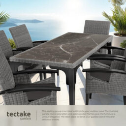 Tectake Garden Table And Chairs - Foggia Dining Table, 6 Rosarno Chairs - Grey - thumbnail 4