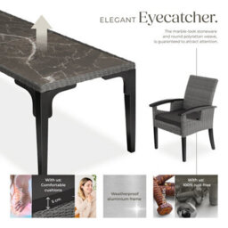 Tectake Garden Table And Chairs - Foggia Dining Table, 6 Rosarno Chairs - Grey - thumbnail 3