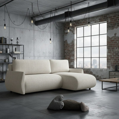 Forest D Corner Sofa Bed Modern Design With Dl Folding System Storage Compartment And Universal Layout Cream - image 1