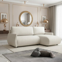 Forest D Corner Sofa Bed Modern Design With Dl Folding System Storage Compartment And Universal Layout Cream - thumbnail 2