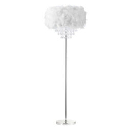 Happy Homewares Modern Chandelier Style White Feather Floor Lamp With Waterfall Drops - thumbnail 1
