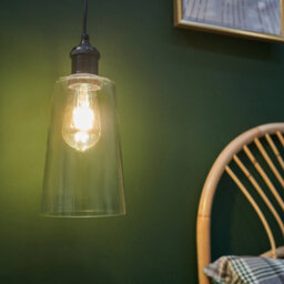 Valuelights Viggo Modern Matt Black And Clear Glass Dome Ceiling Pendant Light Shade - thumbnail 3