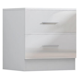Reflect 3 Door Plain Wardrobe, 5 Drawer Chest, 2 Drawer Bedside - White Gloss & Matt White - Modern Bedroom Furniture Set - thumbnail 9
