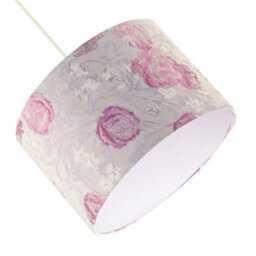 Happy Homewares Modern Lilac Floral Textured Jacquard Drum Lamp Shade With Pink Roses - thumbnail 5