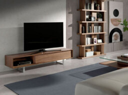 Angel Cerda Elegant Walnut And Chromed Steel Tv Stand For Modern Living Rooms - thumbnail 2