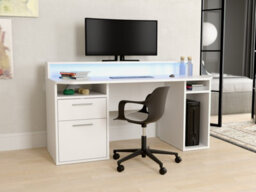 Flair Power Z Gaming Desk With Colour Changing Led Lights - White - thumbnail 2
