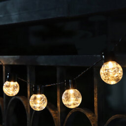 Delamere Crackle Glass Ball Solar-Powered Warm White 8 Integrated Led Outdoor String Lights